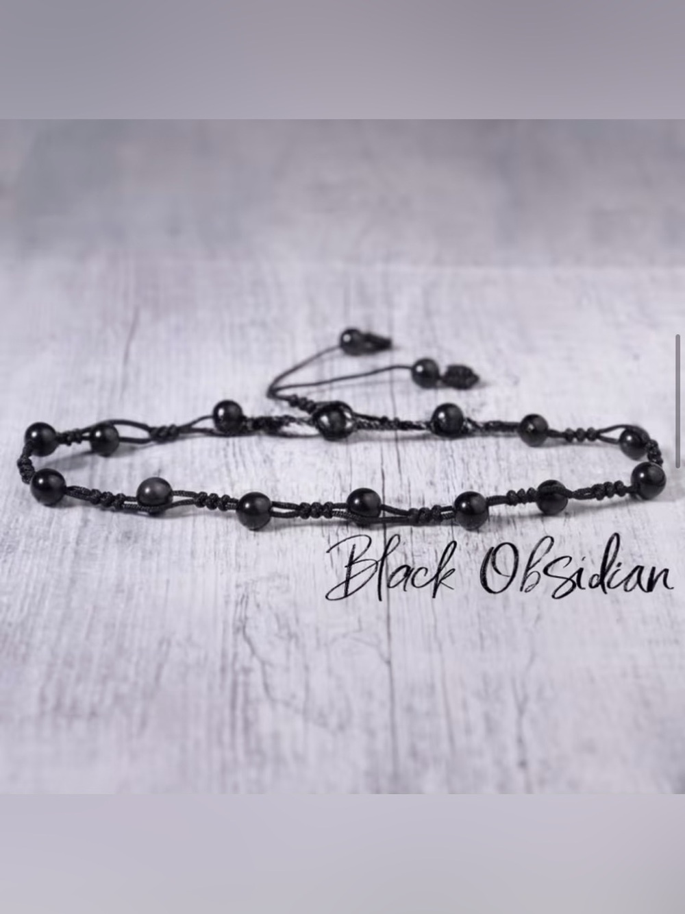 Black Obsidian Knotted Bead Bracelet
